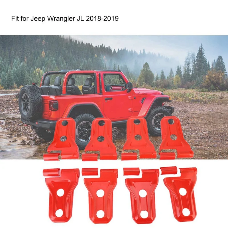 Door Hinge Cover 8 ABS Chrome Plated Side Exterior Molding Trims for Jeep Wrangler JL 2018-2019 Red | Автомобили и мотоциклы