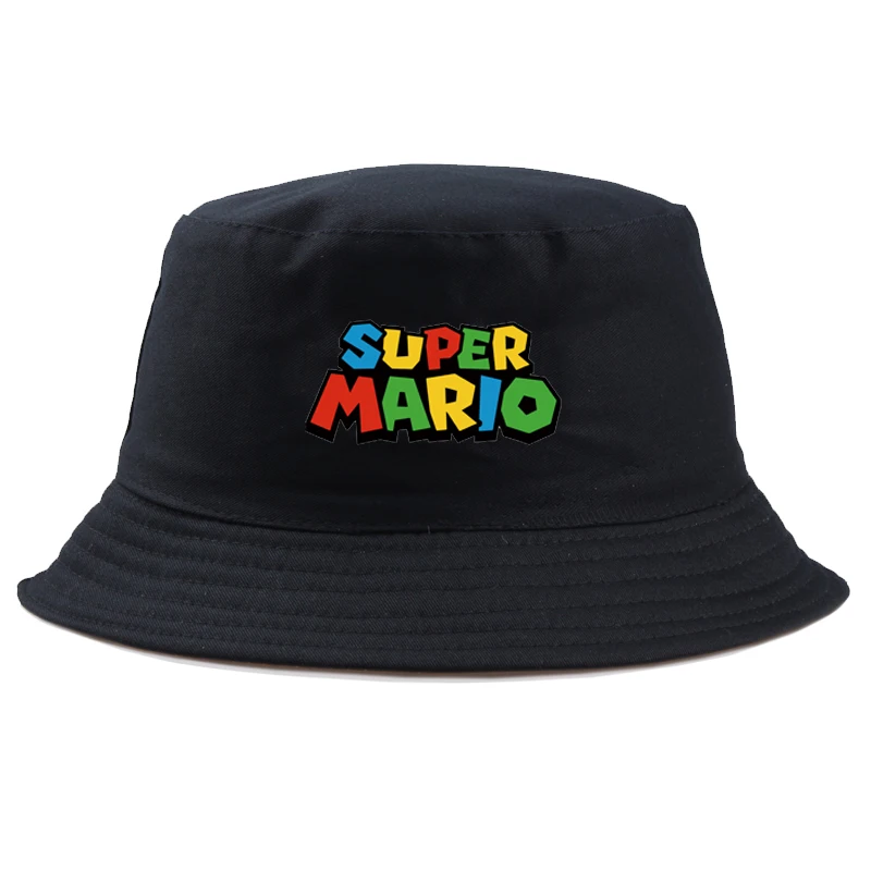 

Super Mario PRINT Bucket Hat Men Women Harajuku k pop bob Outdoor Beach sun hat black panama Fishing Fisherman Hat boy girls cap