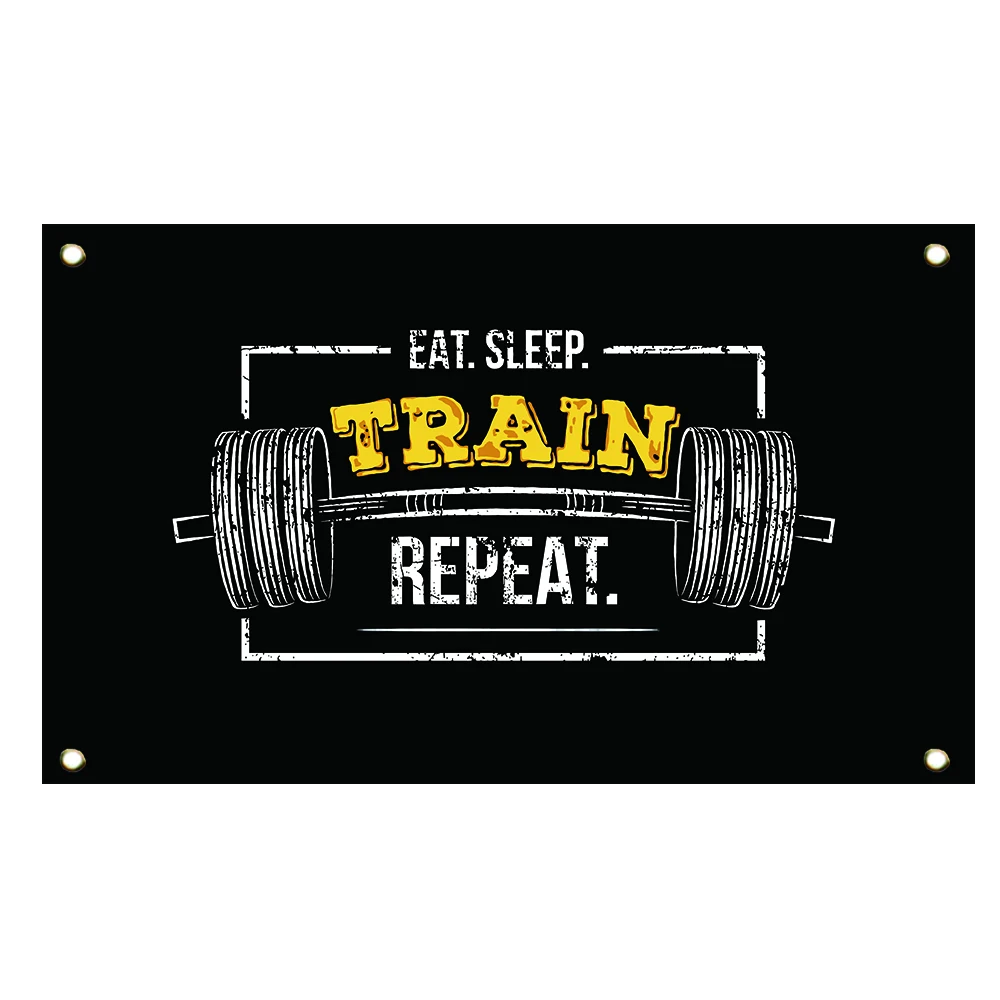 60x90cm/90x150cm EAT. SLEEP. TRAIN REPEAT. Flag 2x3ft/3x5ft Motivational Workout Posters Wall Chart Exercise Gym Banner