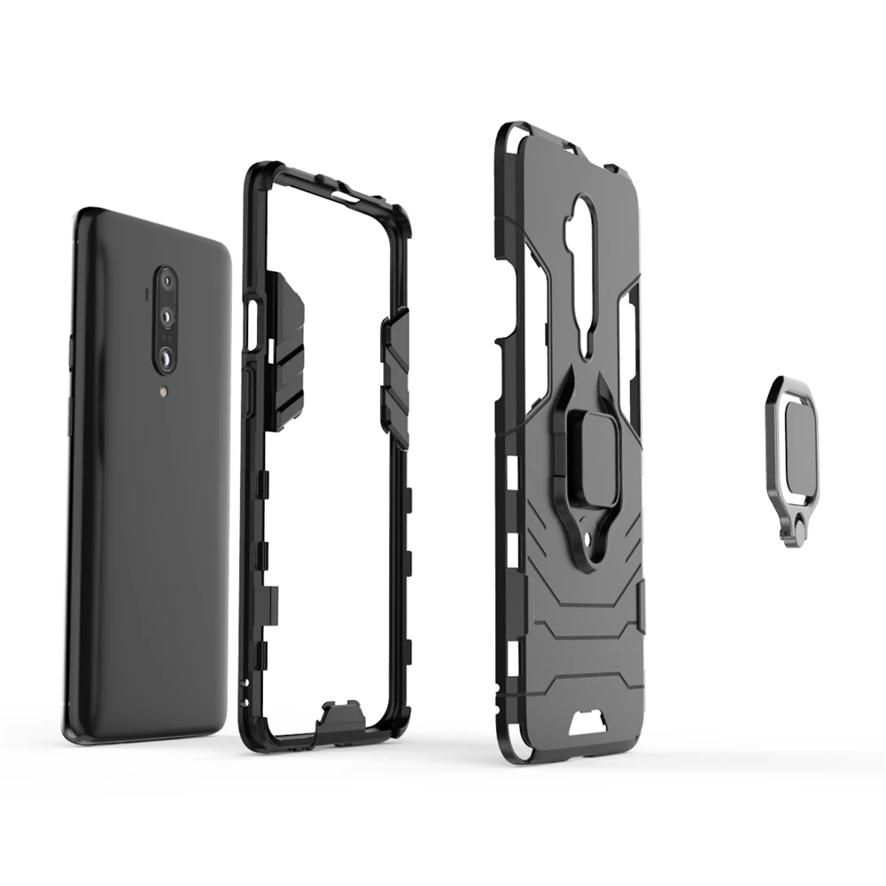 Ring Holder Armor Phone Case For Oneplus 7T Pro Soft TPU Border Hard PC Cover On 7 6T Car Magnetic Shockproof Coque Fundas |