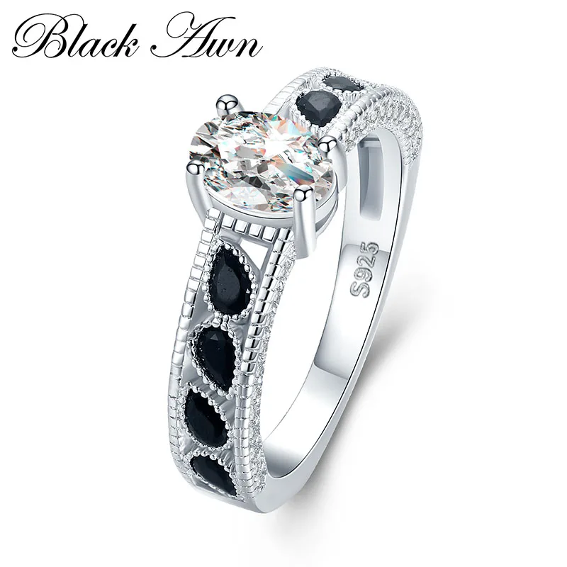 BLACK AWN 2021 New Genuine 100% Sterling 925 Silver Jewelry Square Engagement Rings for Women Gift C427