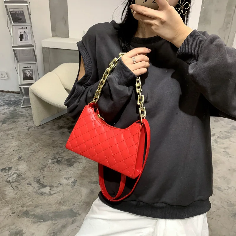 

Soft PU Leather Women Purple Underarm Bag Retro Solid Color Ladies Baguette Handbags Fashion Design Girls Small Shoulder Bags