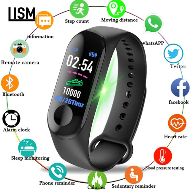 Смарт-часы с цветным экраном фитнес-трекер водонепроницаемый браслет IP68 монитор