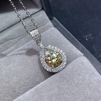yellow moissanite necklace2 carat gemstone simplest style 925 sterling silver classic design girls necklace