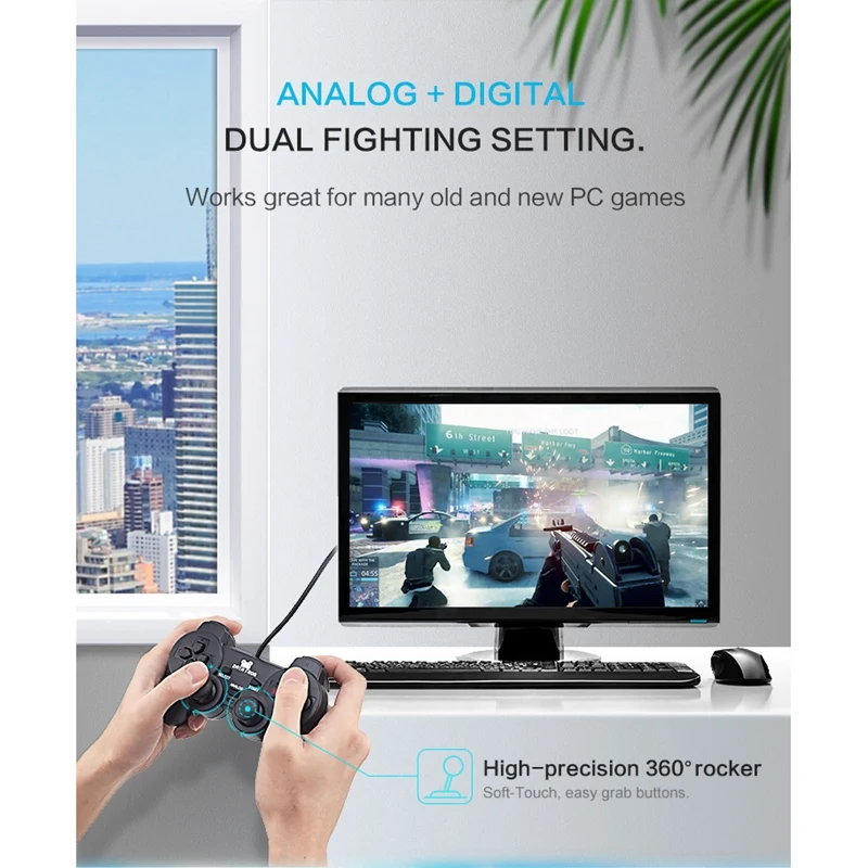 

DATA FROG 2 Pack Vibration Wired USB Game Controller Joystick Gamepad for PC Computer Laptop WinXP/Win7 8 10