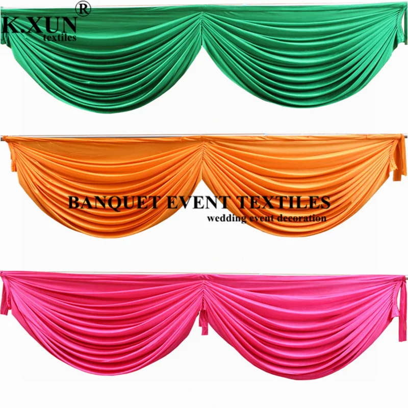 6 м дешевая цена ледяной шелк свадьба фон занавеска Топ Swag драпировка для сцены