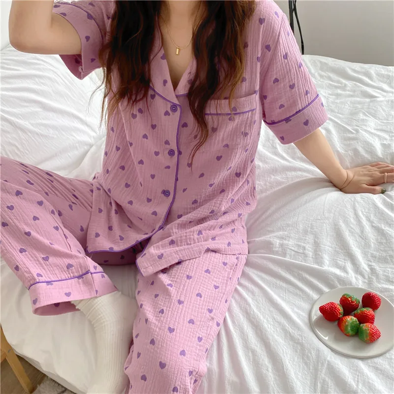 

Alien Kitty Sweet Chic Loose All Match Fashion Sleepwear 2021 New Femme Cotton Summer Hot Girls Princess Homewear Pajamas Sets