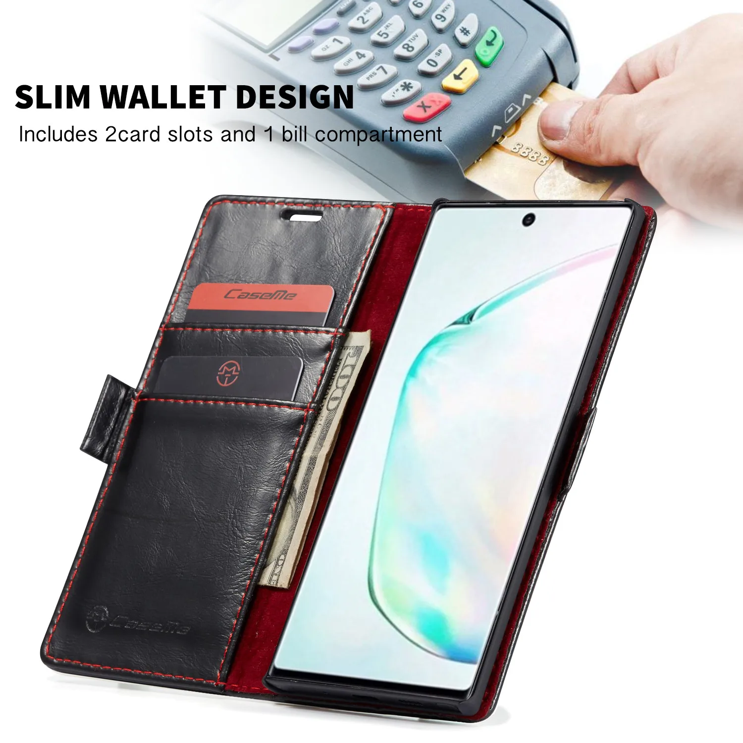 CaseMe Retro Purse Leather Case for Samsung Galaxy Note 10 Plus 4G 5G Magneti Card Holder Wallet Cover note 8 Note9 | Мобильные