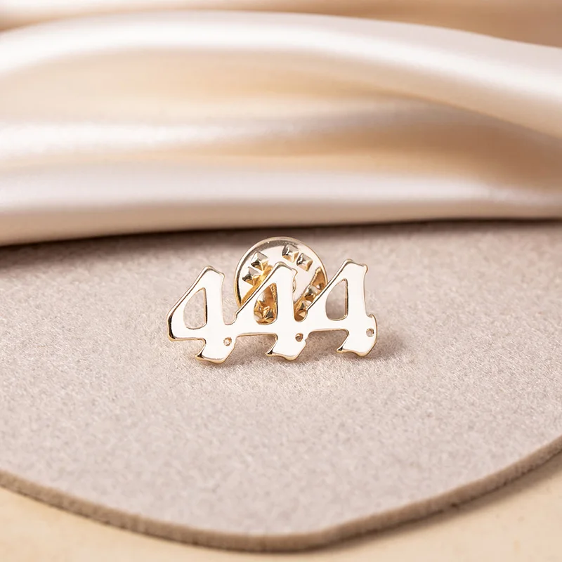 Модный цифровой металлический значок Lucky Angel Number 444 777 брошь с золотой Заколкой