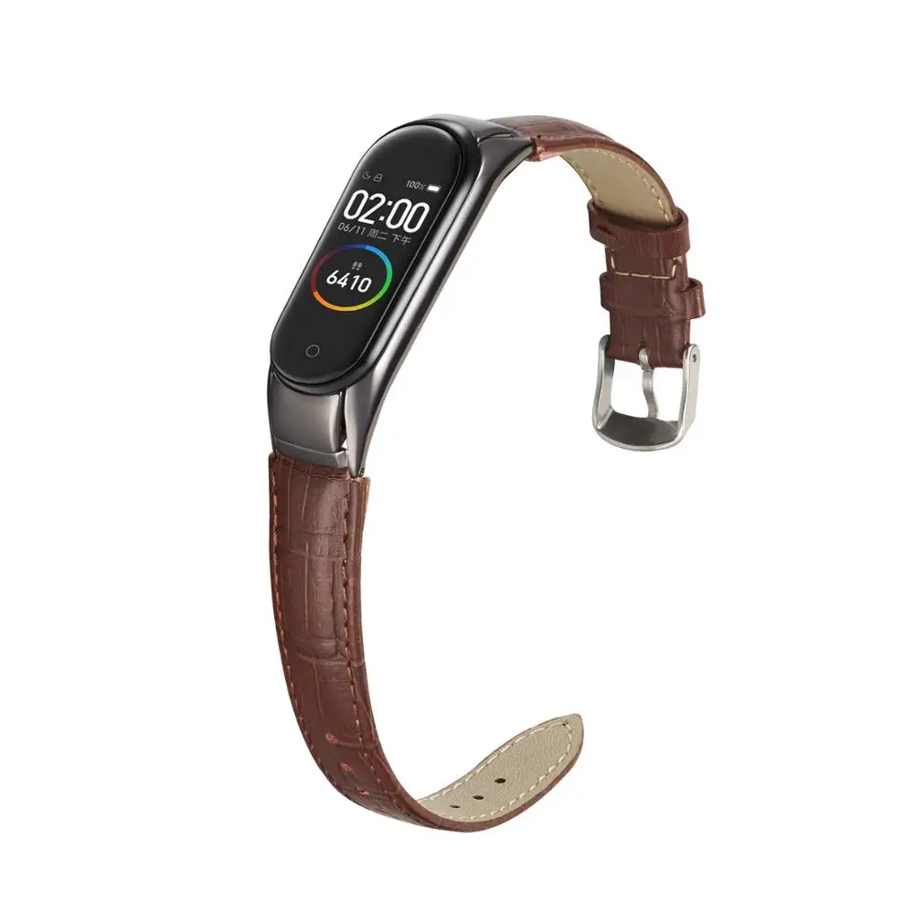 Ремешок на запястье для Xiaomi Mi Band 3 4 кожаный Смарт браслет высокого качества