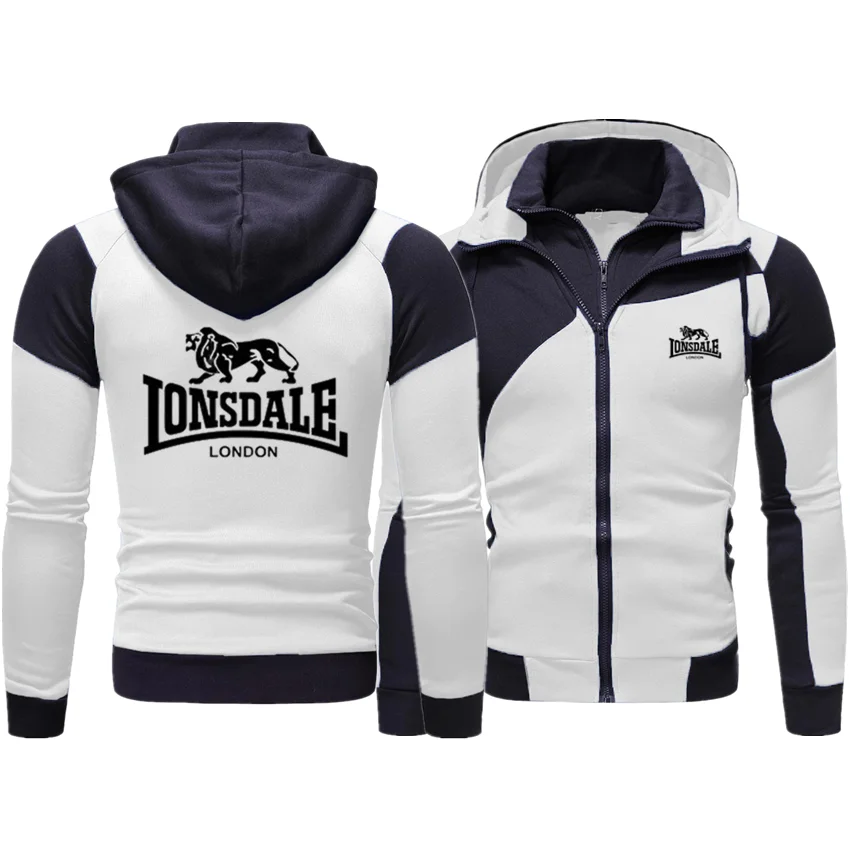 

Толстовка Lonsdale с капюшоном и принтом, удобный пуловер с двойной молнией, флисовые хлопковые свитшоты, повседневные модные пальто, новинка ...