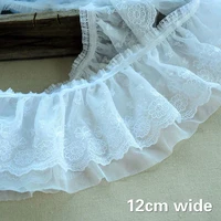 high quality soft white elastic embroidery mesh lace fabric diy childrens clothing accessories wedding ladies skirt swing trim