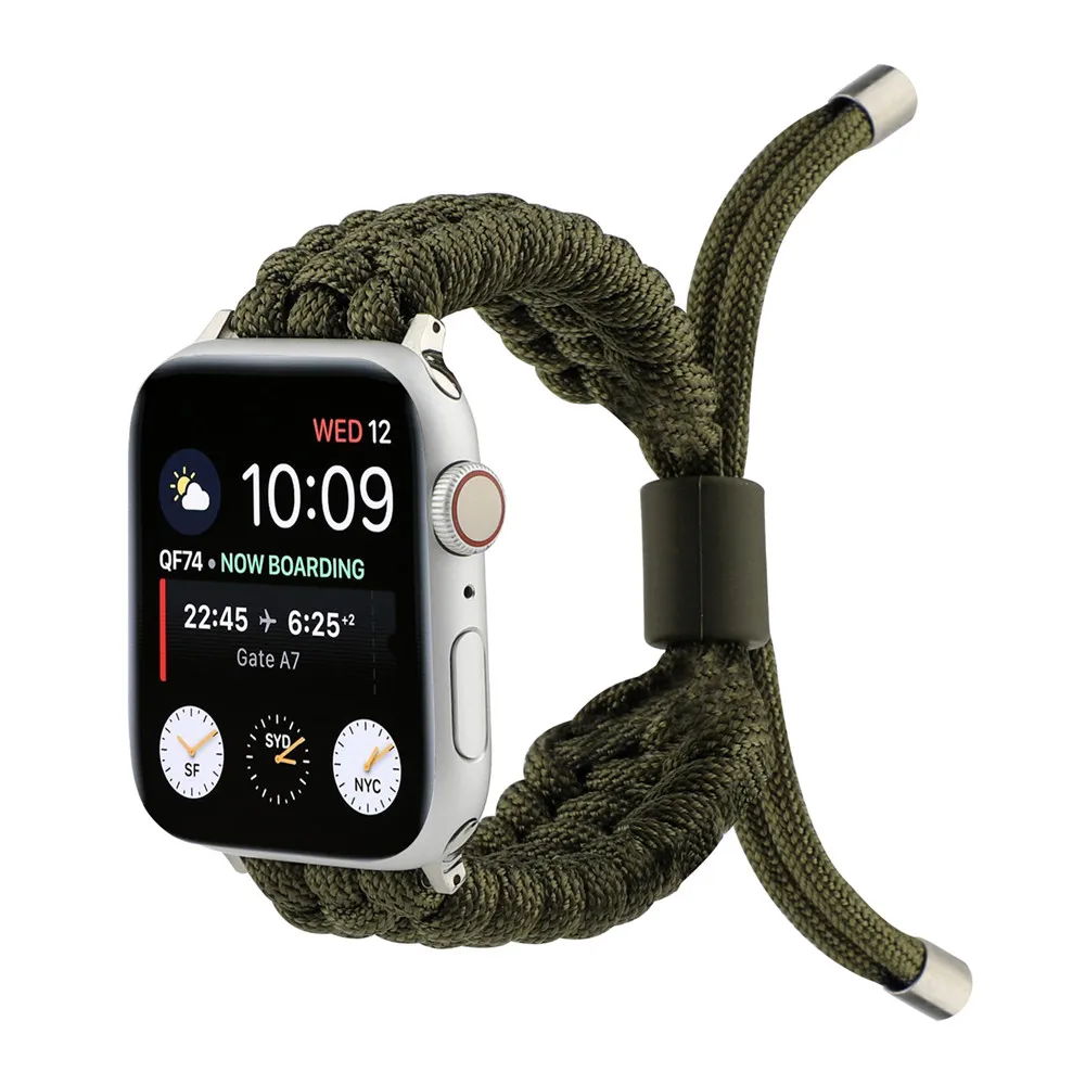 

Nylon Woven Watchband for Apple Watch iWatch 6 SE 5 4 3 2 Band 44mm 42mm 40mm 38mm Outdoors Survival Rope Wrist Strap Bracelet
