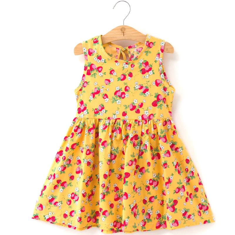Girl Dress Cute 2020 Cotton Sleeveless Flower Print and Linen Floral Baby Spring Summer Dresses for Girls | Детская одежда и обувь