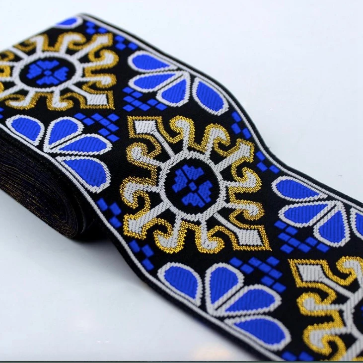 

5 ярдов Hmong Цветочная вышивка жаккардовая тесьма кружевная отделка 10 см этническое платье Этническая тибетская лента тайский Бохо домашний ...