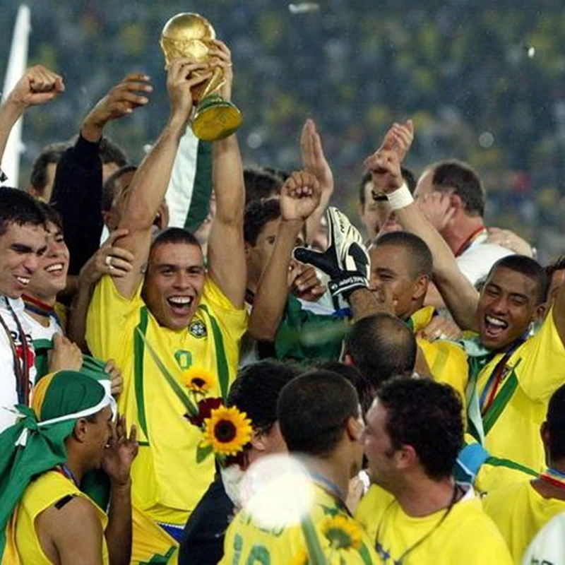 2002 Бразилия домашняя футбольная майка Чемпион классические чехлы с изображением