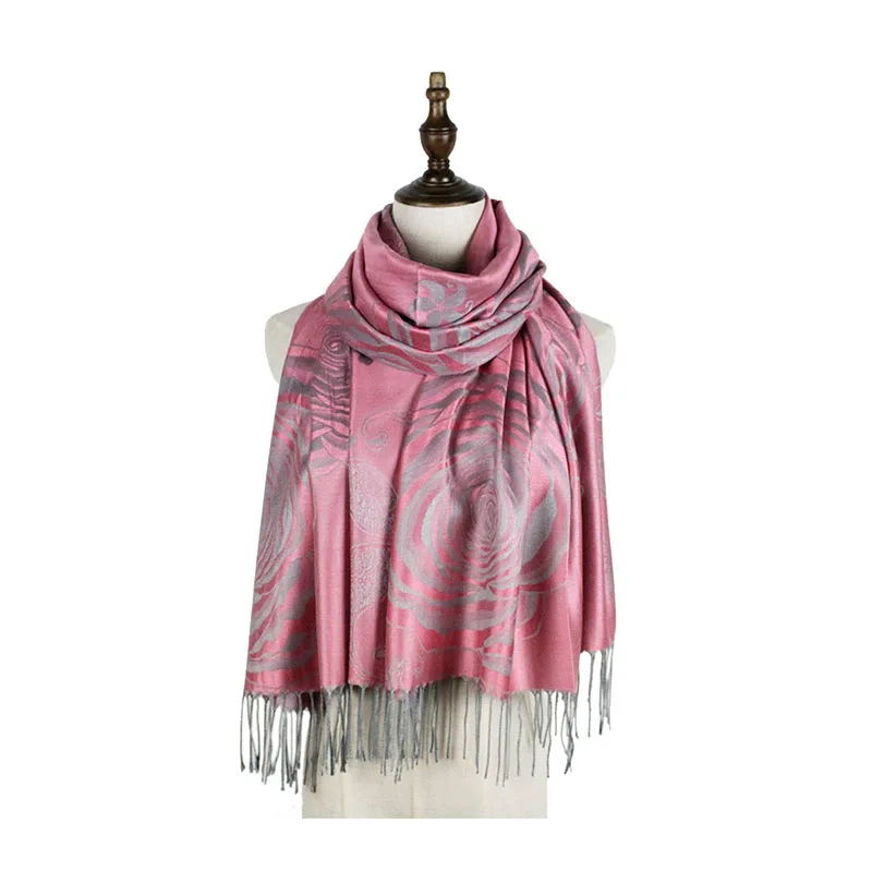 Spring Women Bandana Pashmina Fashion Scarf Rayon Stole Long Fringe Floral Wraps Shawls |