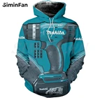 Красивые мужские толстовки Makita с 3D рисунком, повседневный Свитшот унисекс, пуловер в стиле Харадзюку, женский спортивный костюм, куртка 2