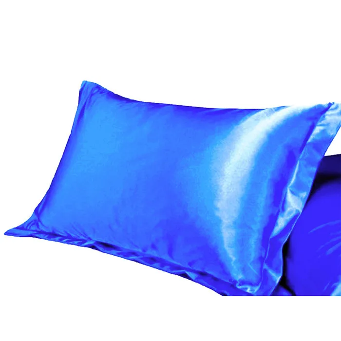 Blue 50*70 см сплошной шелк цвета атласная наволочка мульти Цвет из ткани, имитирующий шелковая подушка queen Стандартный один наволочки Декор для дома - Цвет: Blue