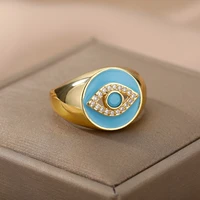 crystal evil eye rings for women vintage 4 colors evil eye finger opening ring female enamel aesthetic boho minimalist jewelry