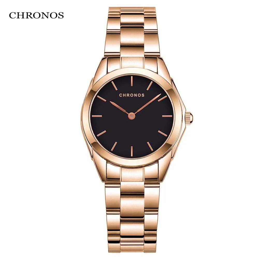 CHRONOS японский механизм женские роскошные часы водонепроницаемые Hardlex циферблаты