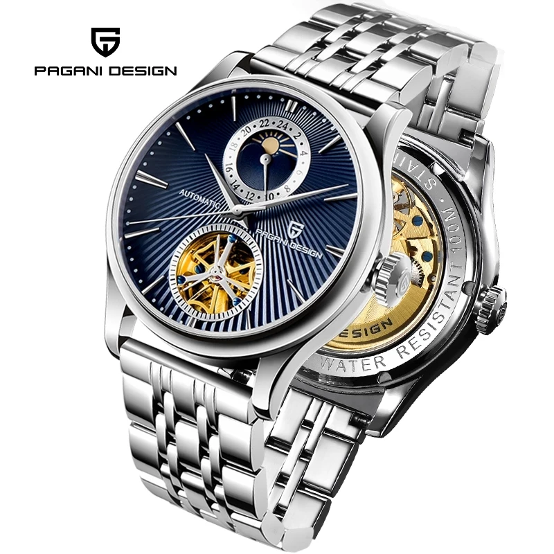 

PAGANI Design Men's Mechanical Watch Top Luxury Brand Automatic Watch Men's Stainless Steel Strap Waterproof Moon Phase Watches