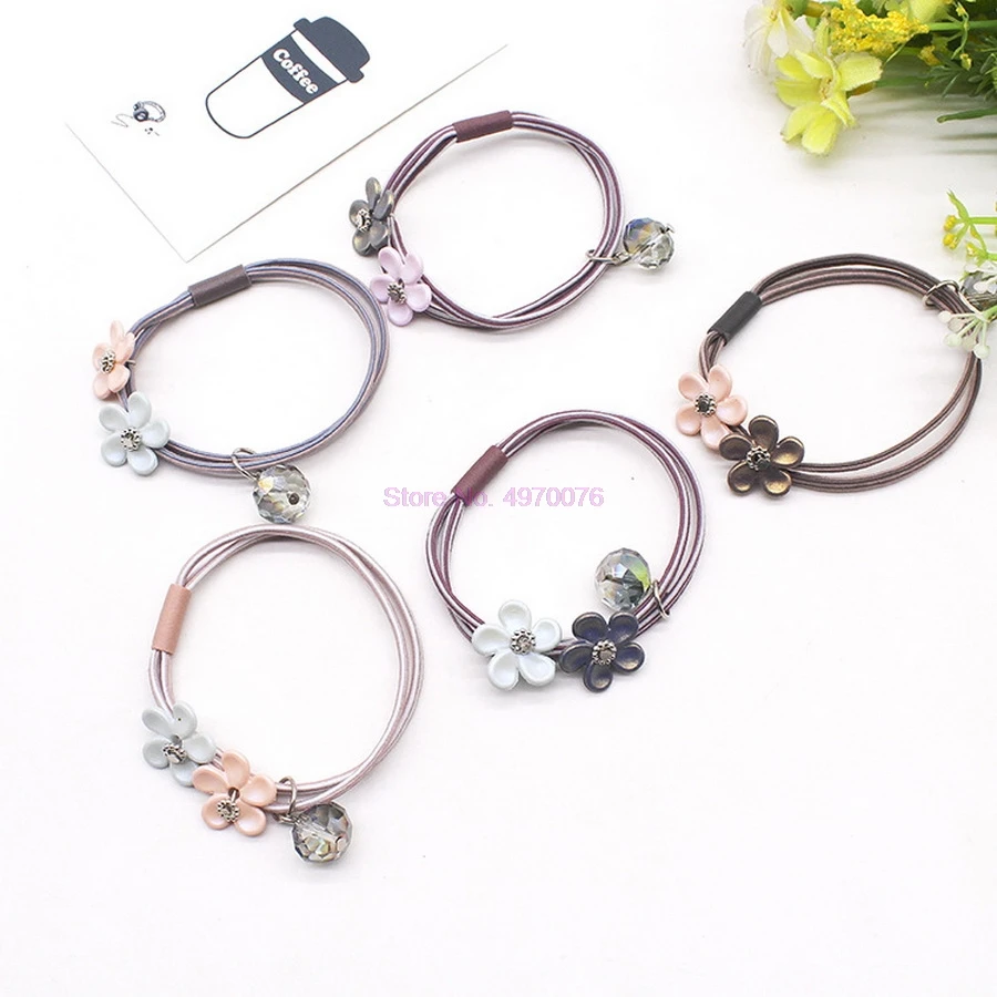 DHL 2000 шт эластичные ленты для волос большой цветок веревка Стразы Имитация