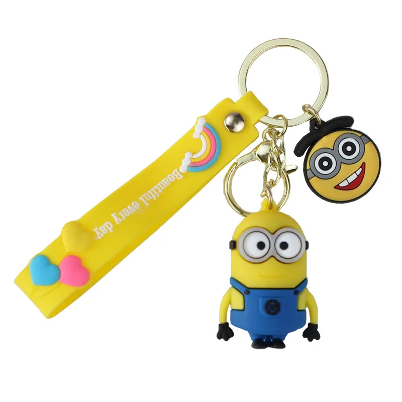 

2021 High Quality New Creative Fashion Lovely Cartoon Miniature Keychains Toys Yellow Character Keychain Kids Best Keyring Gift