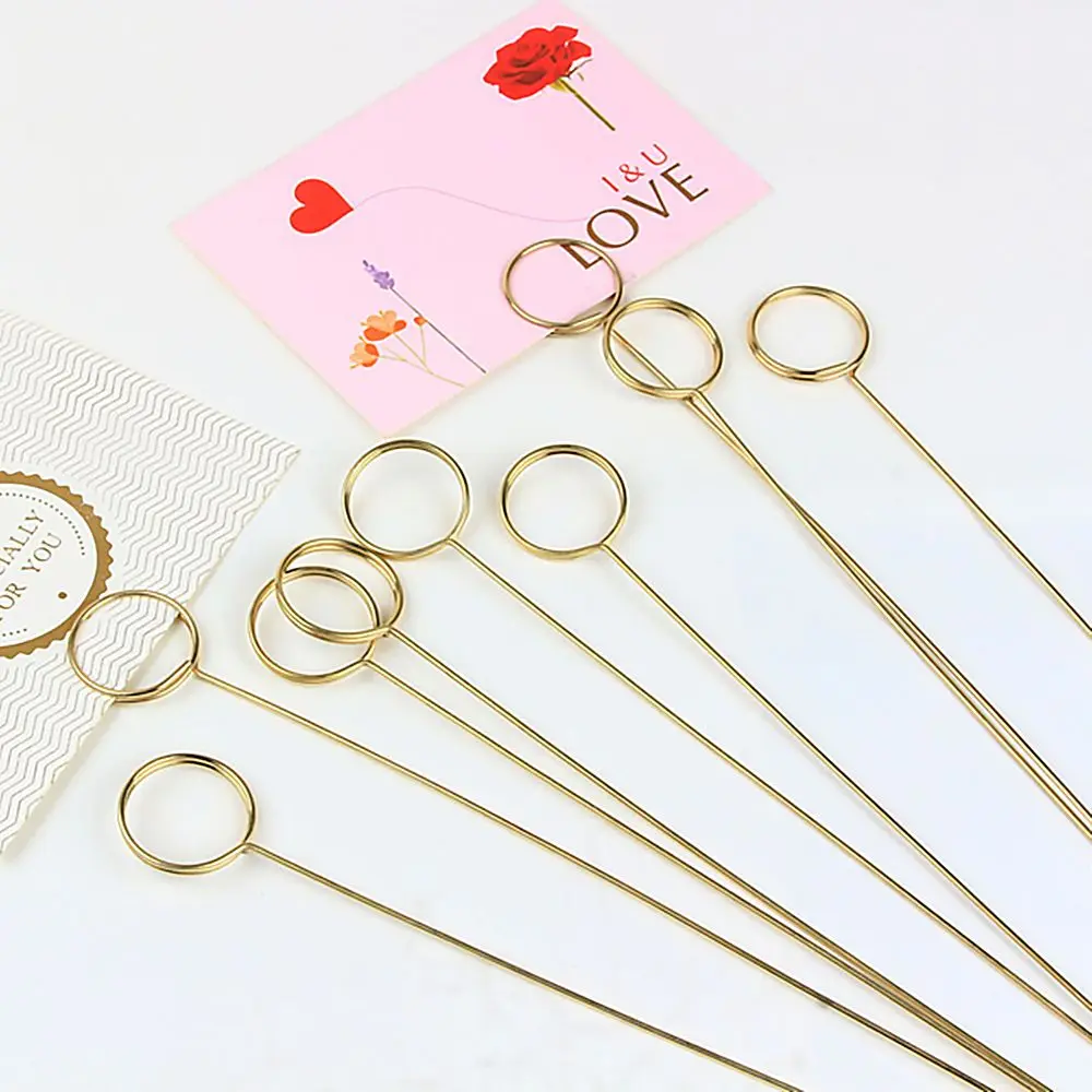 

10PCS Metal Gold Flower Bouquet Card Holder Stick Cake Card Stick Clips Florist Bouquet Box Gift Wrapping Supplies New