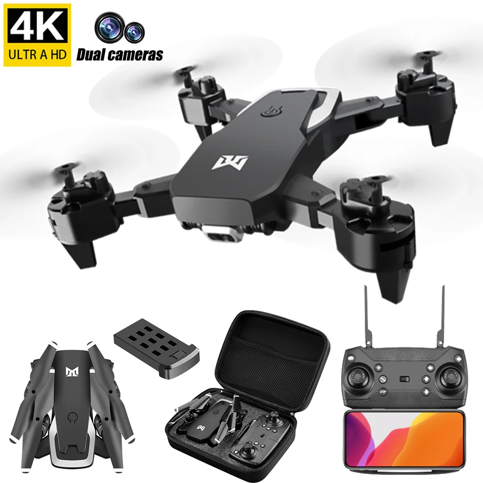 

KK6 Drone WiFi FPV with 4K HD Dual Camera Headless Mode Altitude Hold Mode Button Return Foldable Quadcopter RC Mini Drone Toys