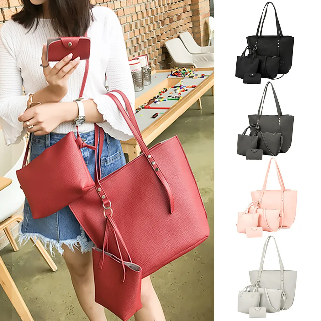 4 шт. женская сумка набор Женский кошелек и сумочка четыре части на плечо