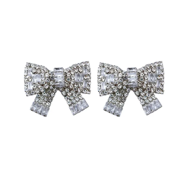 

Hyperbole Bowknot Fashion Shining Earrings Rhinestone Geometric Cubic Zirconia Women's jewelry crystal gift