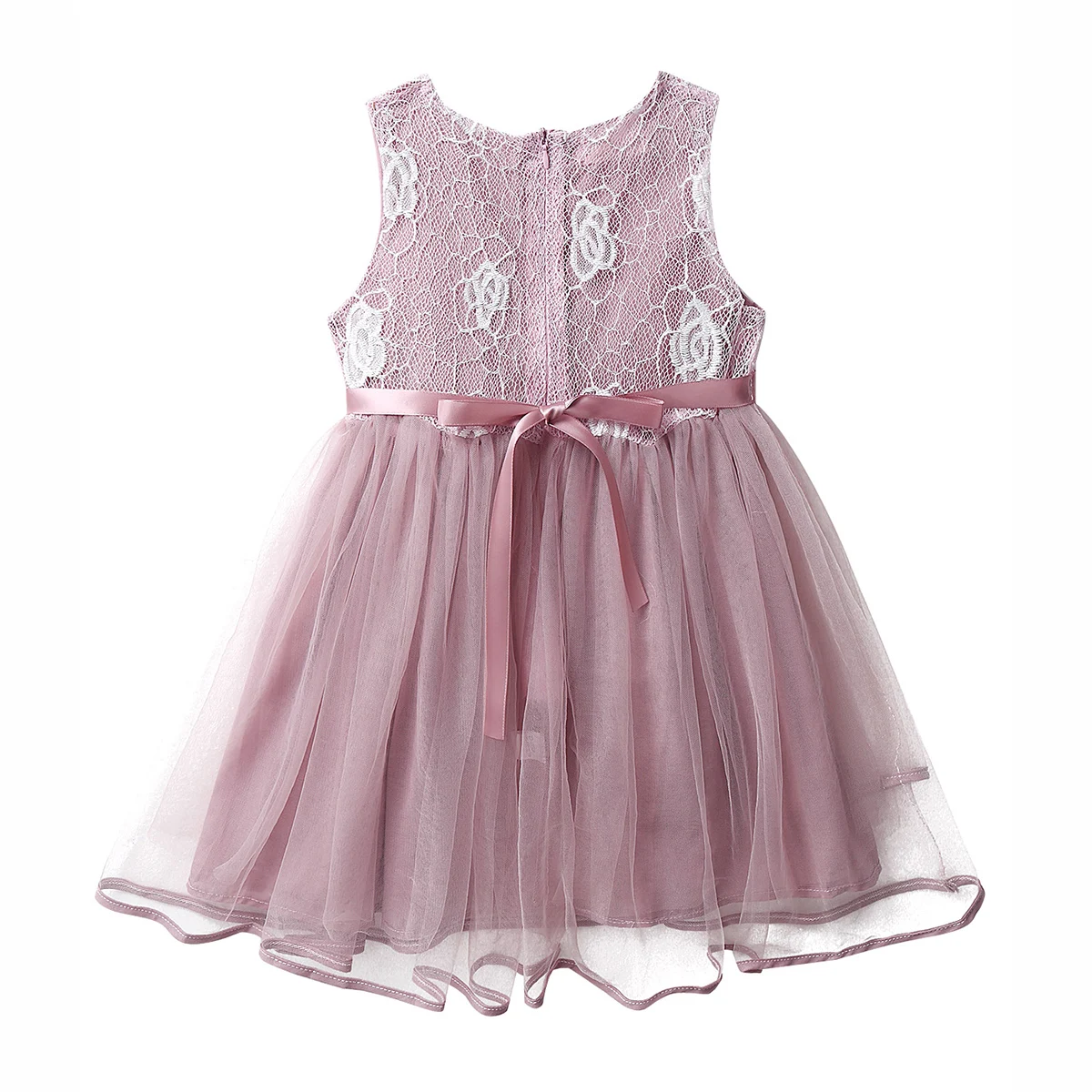 Детское кружевное платье без рукавов с цветочным принтом |