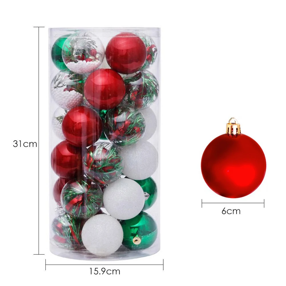 

30Pcs 6cm Christmas Balls Ornaments for Xmas Tree Shatterproof Christmas Tree Hanging Balls