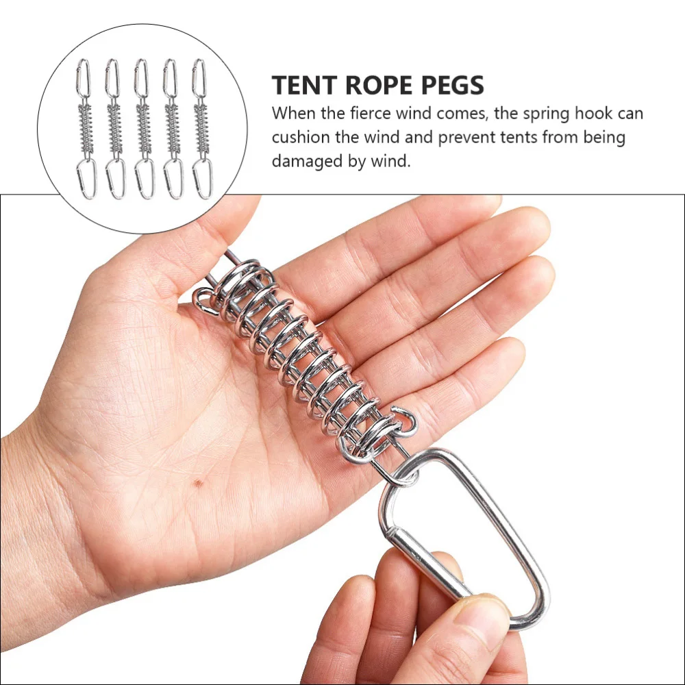 

1 Set Steel Tent Rope Tensioner Camping Pegs Windproof Spring Tent Buckle