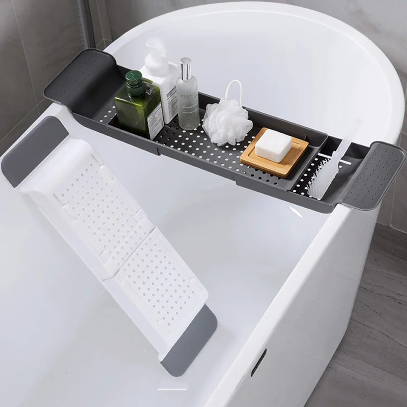 

Bathtub Storage Rack Bath Tray Shelf Shower Tub Bathroom Tools Makeup Towel Organizer Plastic Kitchen Sink Drain Holder