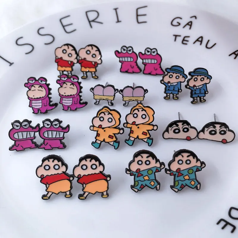 EUPNHY 1 пара Crayon Shin-chan аниме гипоаллергенныые серьги-гвоздики с животными для женщин девушек пирсинг Ювелирные изделия Подарки