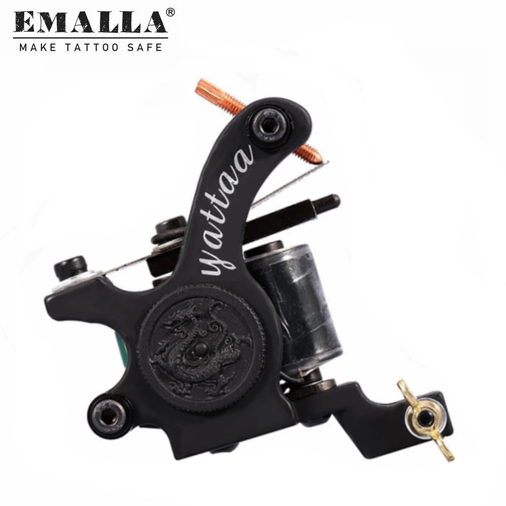 Чугунная машинка для татуировок с 10 катушками машинки рисунком дракона и огня