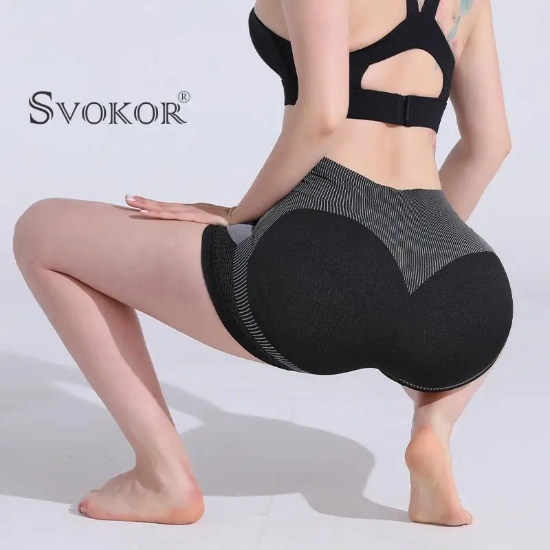 

Модные леггинсы для фитнеса SVOKOR, обтягивающие Стрейчевые Леггинсы для йоги, шорты с высокой талией, дышащие брюки без пятки