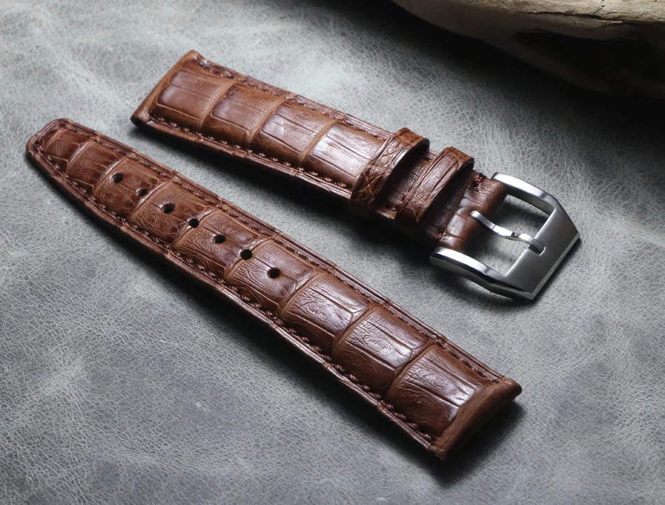 20 21 22 mm high quality Crocodile Leather Black Strap Fashion Pattern Hand-Stitched Luxury Quality Watch Band for IWC series