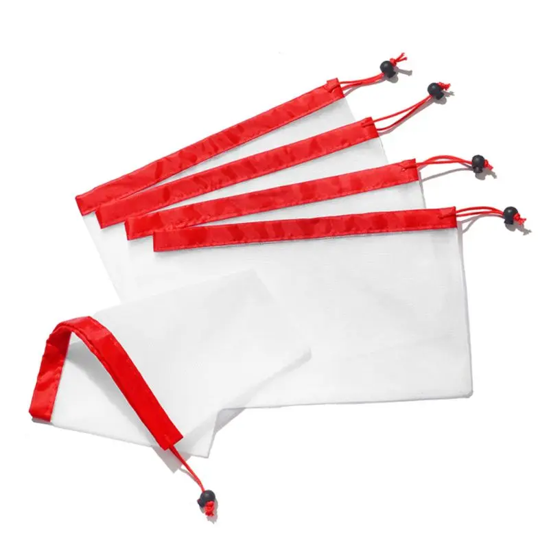 

12pcs Reusable Fruit Vegetable Mesh Drawstring Bag Washable Eco Friendly Pouch Toys Sundries Grocery Shopping Storage G5GB
