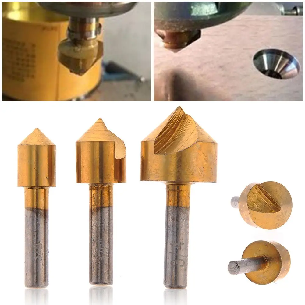 3 шт. набор зенкеров 1/4 ''шестигранный хвостовик HSS 5 Концевая фреза 90 градусов