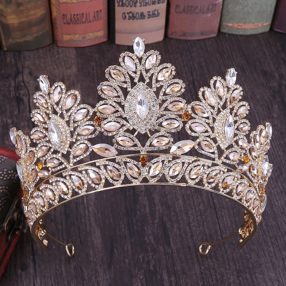 

Big Baroque Crystal Tiaras Wedding Crown for Brides Women Hair Accessories Headpieces Princess Pageant couronne mariage