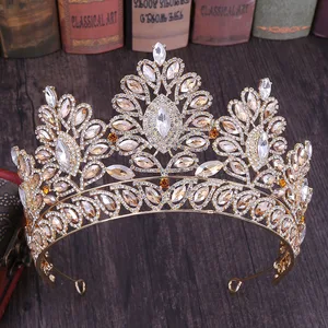 big baroque crystal tiaras wedding crown for brides women hair accessories headpieces princess pageant couronne mariage forseven free global shipping