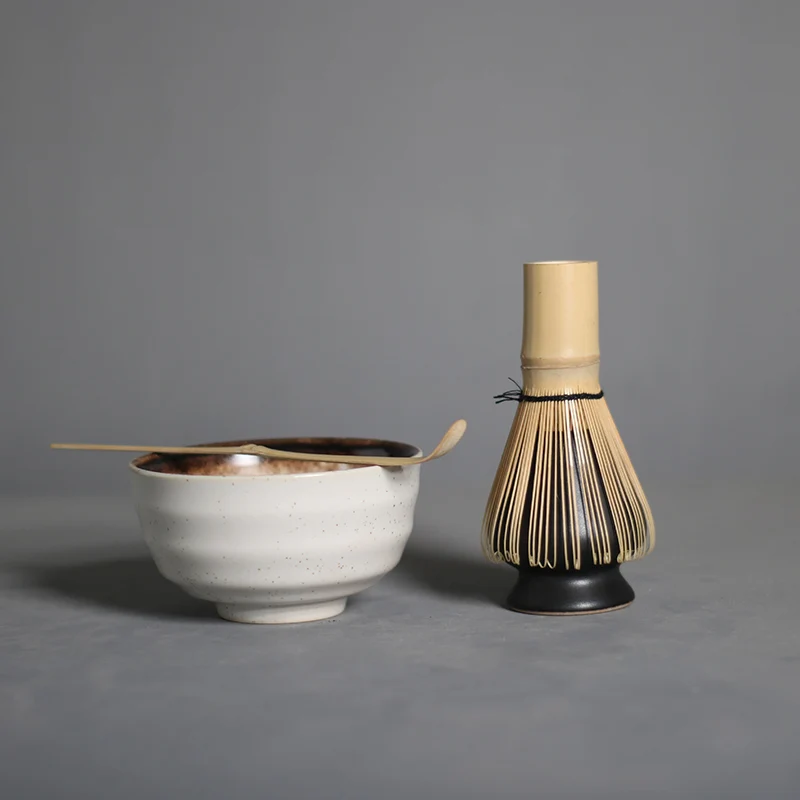 Juego de batidor de bamb&uacute; tradicional para matcha, cuchara de cer&aacute;mica, taz&oacute;n y batidor, juego de t&eacute; japon&eacute;s, 5 unids/set por set-2