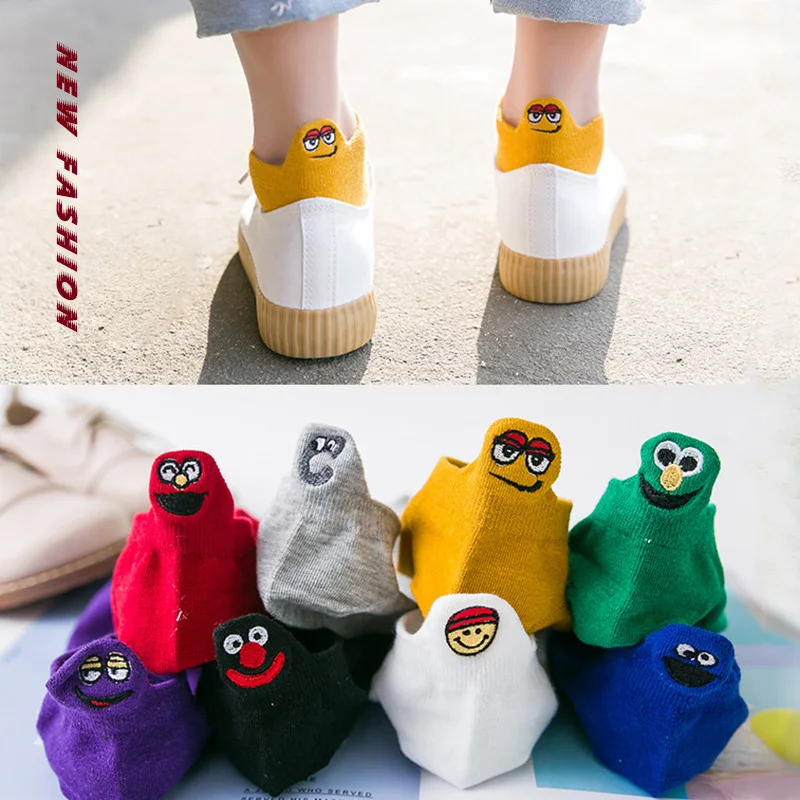 

2021 Fashion Socks Women Men Lovers New Style Pure Cotton Candy-Colored Cartoon Embroidery Casual Cute Funny Ankle Socks