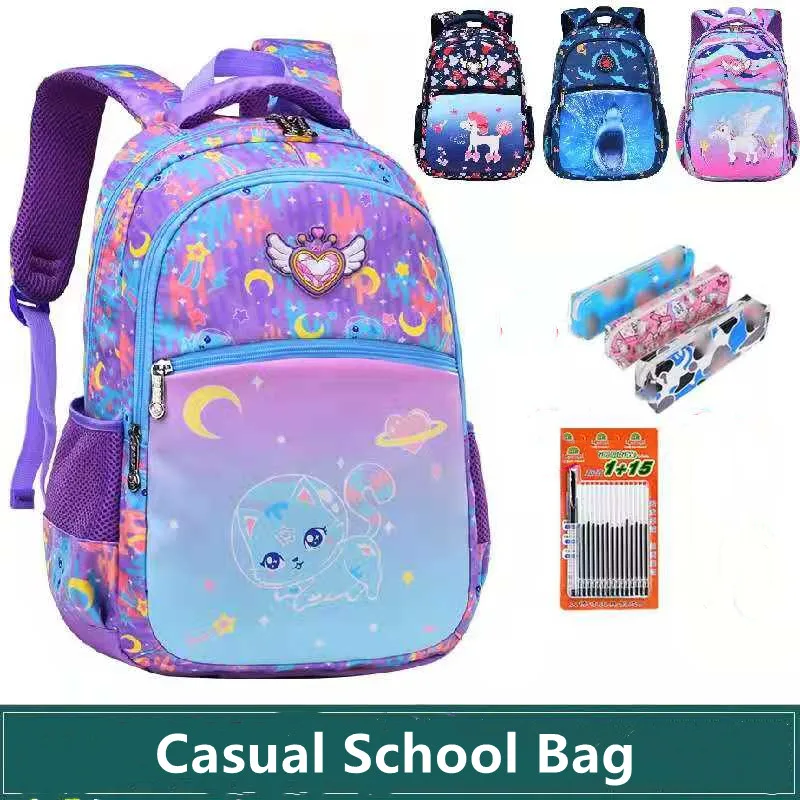 2021 New School Bags For Boys Girls Primary Student Shoulder Backpack Grade 1-6 Large Capacity Water Proof Kids Birthday Gifts