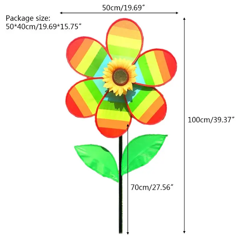 

Sunflower Windmill Rainbow Wind Spinner Pinwheel Home Garden Yard Decoration Children Kids Toy Gift Outdoor
