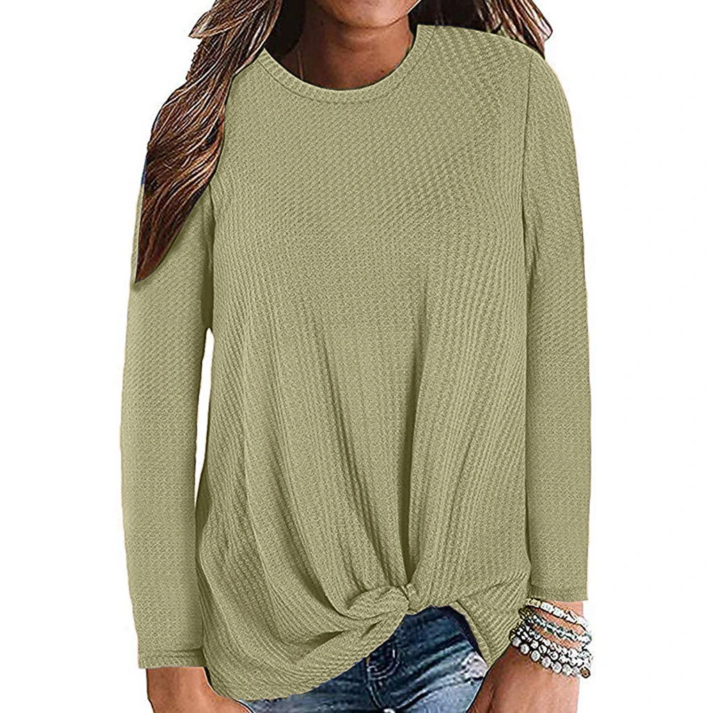 JAYCOSIN шифоновая блузка женская Повседневная с длинным рукавом Осенняя узлом