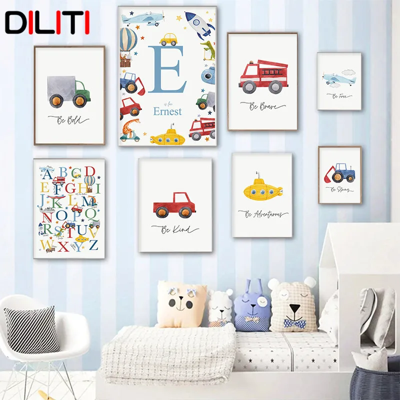 Постер с именем на заказ для детской комнаты настенное искусство в виде ракеты